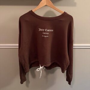 Juicy Couture Forever LA Brown Cropped Sweatshirt 2X Y2K Lounge Pullover